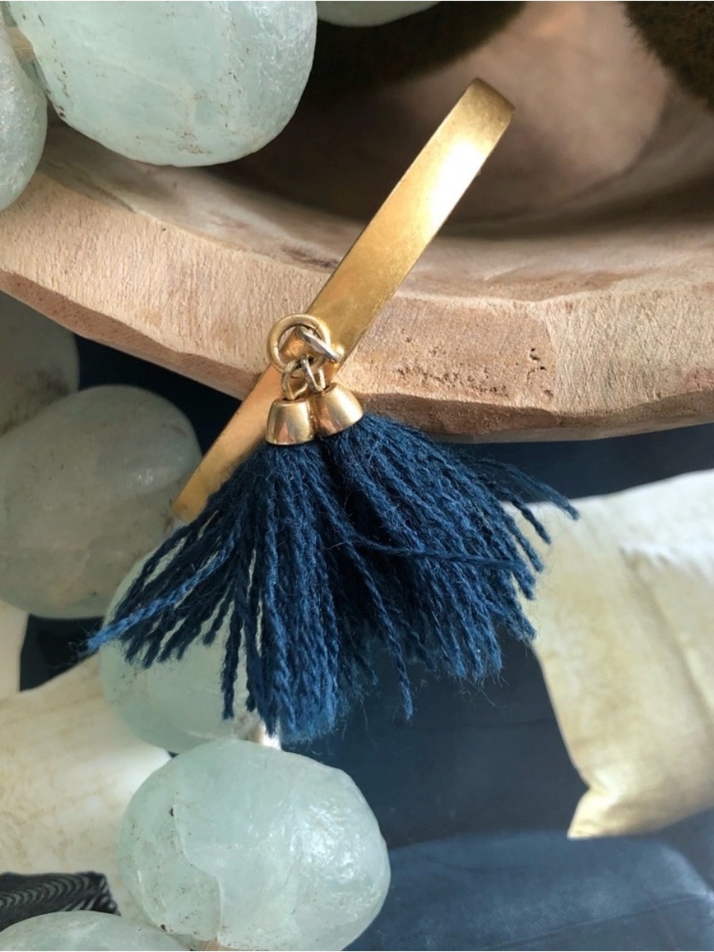 Madewell - Navy Tassel Bag Charm with Gold Accent